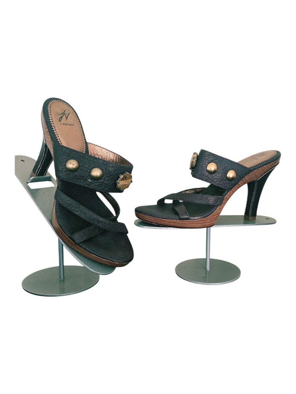 J Vincent KALI A76B Women's Brown Leather Stiletto Heel Shoes Size 6 Unmarked